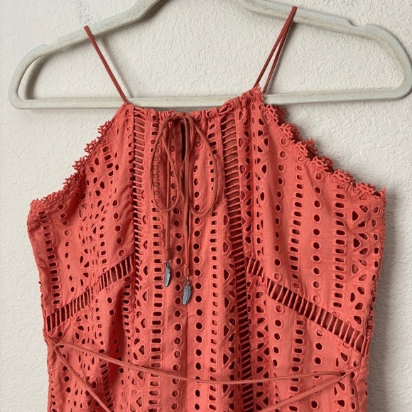 Amuse Society Boho Eyelet Woven Tina Romper in Desert Rose - Picture 8 of 15